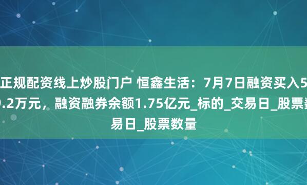 正规配资线上炒股门户 恒鑫生活：7月7日融资买入5809.2万元，融资融券余额1.75亿元_标的_交易日_股票数量